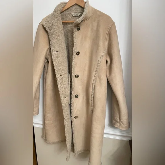 L.L. Bean Suede Sherling Coat - Size XL - Picture 6 of 7
